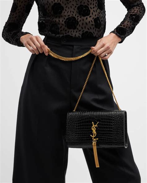 ysl kate tassel croc embossed